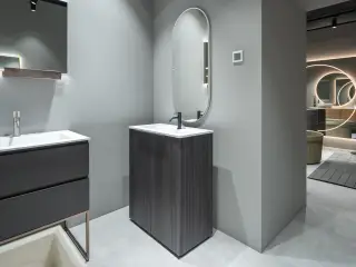 Комплект мебели с раковиной Arbi SKY ONDINA+PAROS 71 L597+A887+5679 OLMO SCURO-669, цоколь-NERO, ручка LATO-NERO/CRISTALPLANT белый мат./хром