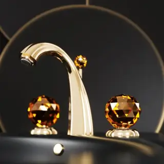 Смеситель для раковины Jorger FLORALE CRYSTAL 600.30.300.040-16 латунь, ручки янтарь