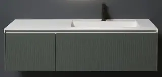 Комплект мебели с раковиной Antonio Lupi BINARIO 03 B03LA290 (515) + B03BA272 + B03FA54.sx + B03FA54.dx + PONTE54 170 + SLIM54.72 + NUVOLA 54 + Domino72_T Grigio Smog/Flumood-serena