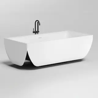 Отдельностоящая ванна SALINI ARIA 1051201M чаша внутри и экраны снаружи S-Stone матовый белый, чаша снаружи и экраны внутри-RAL9011 матовый