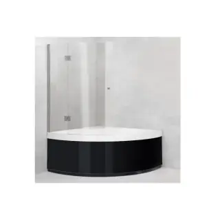 Экран душевой для ванны с дверкой слева, 140*0.6*h150, стекло прозрачное VILBO / петли, профиль - хром