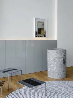 Шкаф в ванную комнату Antonio Lupi ANIMA LIQUIDA ALBO5372W*3+ALBO5136W.DX GRIGIO SMOG LUCIDO-715