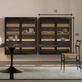 Шкаф в ванную комнату Antonio Lupi BEMADE DC195A72.T+LED INT. корпус-NOCE CANALETTO, рама-BRONZO, стекло-TRASPARENTE BRONZO