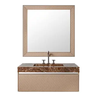 Комплект мебели с раковиной Milldue FOUR SEASON 3505+3495.sx+3495.dx+4356+9502+2475+3480 223 visone (эко кожа), мрамор emperador