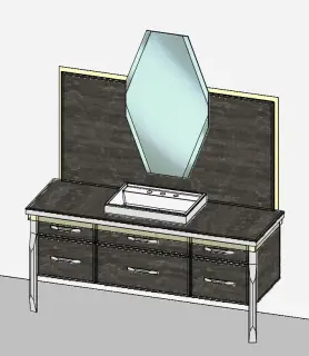 Комплект мебели с раковиной Milldue Hilton 3054*2+3046+9264+5815+5810.sx+5810.dx+5818+2473+2486*2+5819 alabastro bronze 100, polished steel, matt nero lacquer - 22