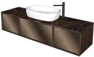 Комплект мебели с раковиной Antonio Lupi BESPOKE KILM272_R1 + KIBM245_R1*2 + KL1*2 + SLIM40 45*2+ MR147 170 + SENSO рама Bronz, корпус Skin cenere, фасад Bronz mirror, топ Emperador