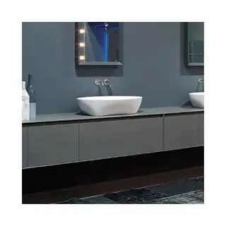 Комплект мебели с раковиной Antonio Lupi Panta Rei PI12180+BC254.180+SENSO+MICRO+ (DOMINO90_G = DOMINOC5+DOMINO31+DOMINO23(2PZ)+DOMINO22+DOMINO21) GRIGIO SMOG OPACO-615/Flumood bianco