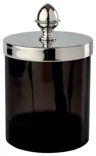 Баночка маленькая с крышкой d.8*h13 Obsidienne lisse/POLISHED CHROME