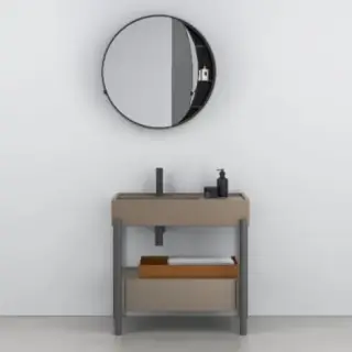 Консоль для ванной комнаты Cielo Plinio 85 PNLA85.AN+PNC85L.AN+PNST85.CM+PNSC10.NA+CASPCT75.CM+PIL01CM.AN+SIFCM Cemento/arenaria