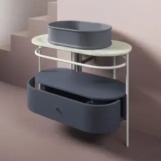 Консоль для ванной комнаты Art Ceram FLAIR 4.0 ACA068.17 + TFA010 90 + ACM038 56 + ACA038.17;00 + ATL002.17;00 черный матовый/NERO MARQUINIA/moka