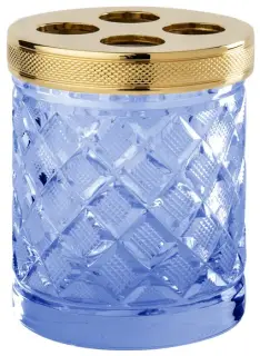 Стакан Cristal&Bronze CRISTAL TAILLE “LOSANGE” CISELÉ FS09C-D3-620B blue crystal/Matt Soft Gold