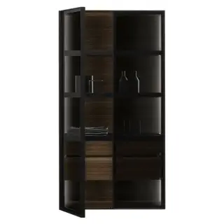 Шкаф в ванную комнату Falper BUTLER FTF+FT2 Burned walnut-N6/Alluminio nero opaco/smoke grey glass