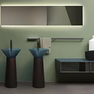 Зеркало для ванной Antonio Lupi APICE APICE50W.216 LED подсветка белая/вставка бронзовая/ на раме черного цвета