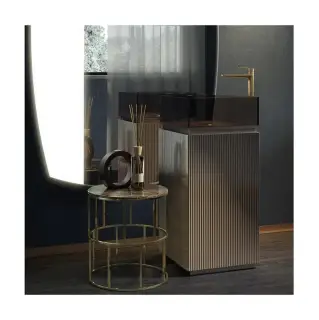 Комплект мебели с раковиной Artelinea PLISSE PL41S sx Flutes bronzo/Trasparente Bronzo (B6)