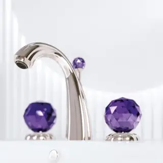 Смеситель для раковины Jorger FLORALE CRYSTAL 600.30.300.035-17 серебряный никель, ручки аметист