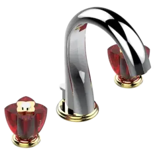 Смеситель для раковины THG PÉTALE DE CRISTAL - RED CRYSTAL U6C.G02.151 хром/золото/красный хрусталь
