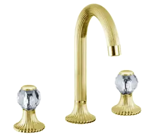 Смеситель для раковины Jorger CRONOS CRYSTAL 637.30.300.020-11 золото/прозрачный хрусталь