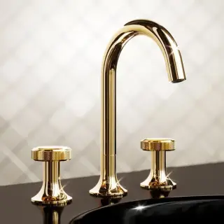 Смеситель для раковины Jorger Valencia 638.30.300.021-00 матовое золото/металлическая вставка