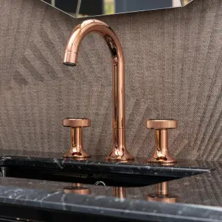 Смеситель для раковины Jorger Valencia 638.30.300.022-55 розовое золото/лабрадорит