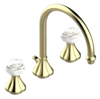 Смеситель для раковины THG Camélia Clear crystal U5L.H50.151 цвет-матовая латунь PVD/прозрачный хрусталь