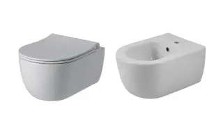 NOKEN ACRO COMPACT Комплект керамики - унитаз с сиденьем и биде, 49 см, белый