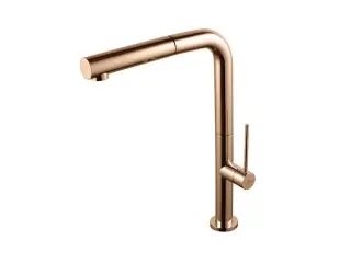 NOKEN BRIDGE SLIM Однорычажный смеситель для мойки, поворотный излив, выдвижной душ, медь