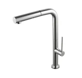 NOKEN BRIDGE SLIM Однорычажный смеситель для мойки, поворотный излив, выдвижной душ, хром