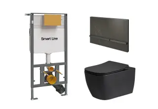 NOKEN PACK LOUNGE NEGRO Комплект: инсталляция, унитаз с сиденьем, клавиша, matt black/marquina stone