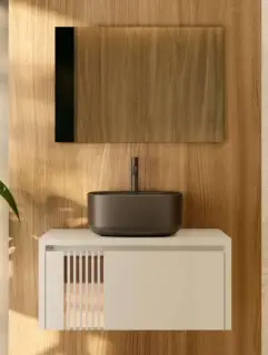 NOKEN PACK ARQUITECT Комплект 80 см: зеркало, тумба, раковина, смеситель, matt white/matt black