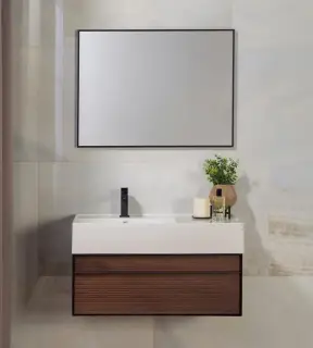 NOKEN PACK ESSENCE C Комплект 80 см: зеркало, тумба, раковина, смеситель, белый/чёрный/фасад орех