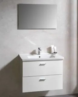 NOKEN PACK NK CONCEPT Комплект 80 см: зеркало, тумба, раковина, смеситель, сифон, дк, белый/xром