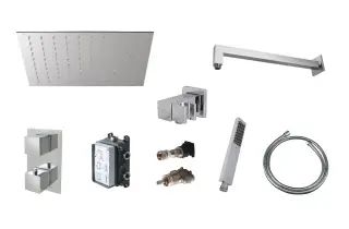 NOKEN PACK SQUARE N Душевой комплект с термостатом, ручным и верхним душем 30 см, хром