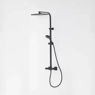 NOKEN TEC SQUARE Душевая стойка однорычажная, лейка 250x250 мм, черный матовый