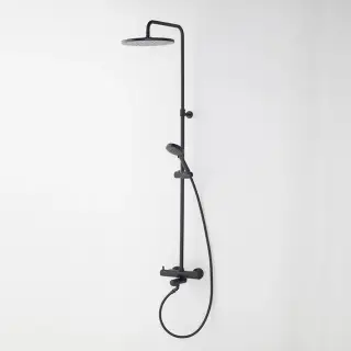 NOKEN TEC ROUND Душевая стойка термостатическая с изливом для ванны, черный матовый