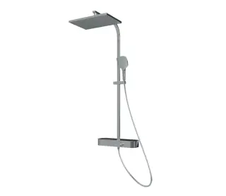 NOKEN T&F SQUARE Душевая стойка с термостатом р.д. 7 л/мин, лейки 9,15 л/мин, хром