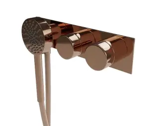 NOKEN TONO Наружная часть термостата с подводом воды и магнитным держателем, 2 потребителя, медь