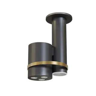 NOKEN EYE Потолочная душевая лейка с хромотерапиией, 100-240V, черный матовый/браш. золото