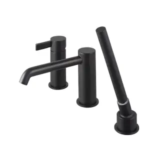 NOKEN LIGNAGE Внешняя часть смесителя на борт ванны, вынос излива 184 мм, чёрный матовый