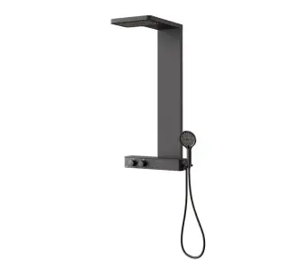 NOKEN LOUNGE Панель для душа с термостатом, верхним и ручным душем, черный матовый