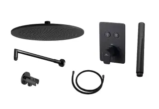 NOKEN PACK TOUCH&FEEL RONDO Душевой комплект с верхним душем Ø30 см, термостатом, черный мат