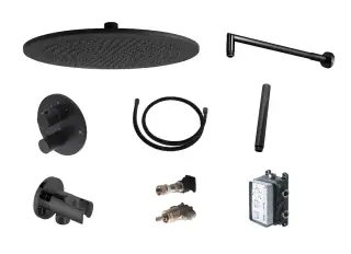 NOKEN PACK RONDO BLACK THERMOSTATIC Душевой комплект с термостатом и верхним душем Ø30 см, черный