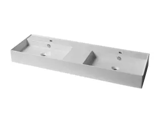 NOKEN ESSENCE C Раковина двойная подвесная 141 см, со сливом, с 2 отв. под смеситель, белый матовый