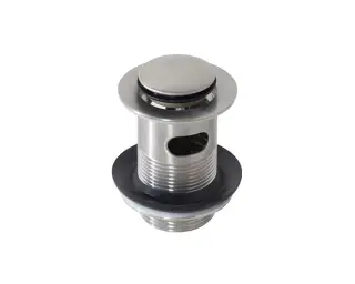 NOKEN Донный клапан (кнопка-клик) с переливом, brushed stainless steel