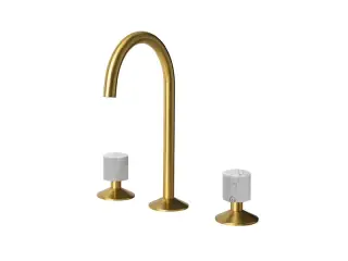 NOKEN LIGNAGE CARRARA Смеситель для раковины на 3 отверстия, без ДК, 5 л/мин, браш. золото/каррара