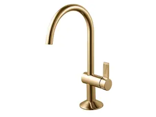 NOKEN LIGNAGE LUXE Смеситель однорычажный для раковины, ребристая ручка, без ДК, 5 л/мин, золото