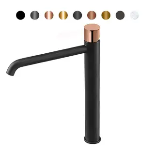 NOKEN ROUND CUSTOM Смеситель для раковины высокий H306 мм, 3/8”, 5 л/мин, без ДК, черный мат/colors.