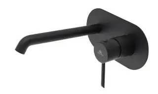 NOKEN ROUND Смеситель для раковины из стены, вынос 200 мм, 5 л/мин, черный