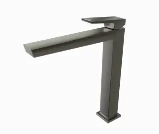 NOKEN SQUARE Однорычажный смеситель для раковины с высоким изливом, без ДК, браш. титан