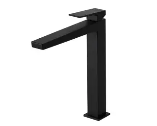 NOKEN SQUARE Однорычажный смеситель для раковины с высоким изливом, без ДК, черный матовый