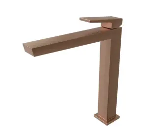 NOKEN SQUARE Однорычажный смеситель для раковины с высоким изливом, без ДК, браш. медь